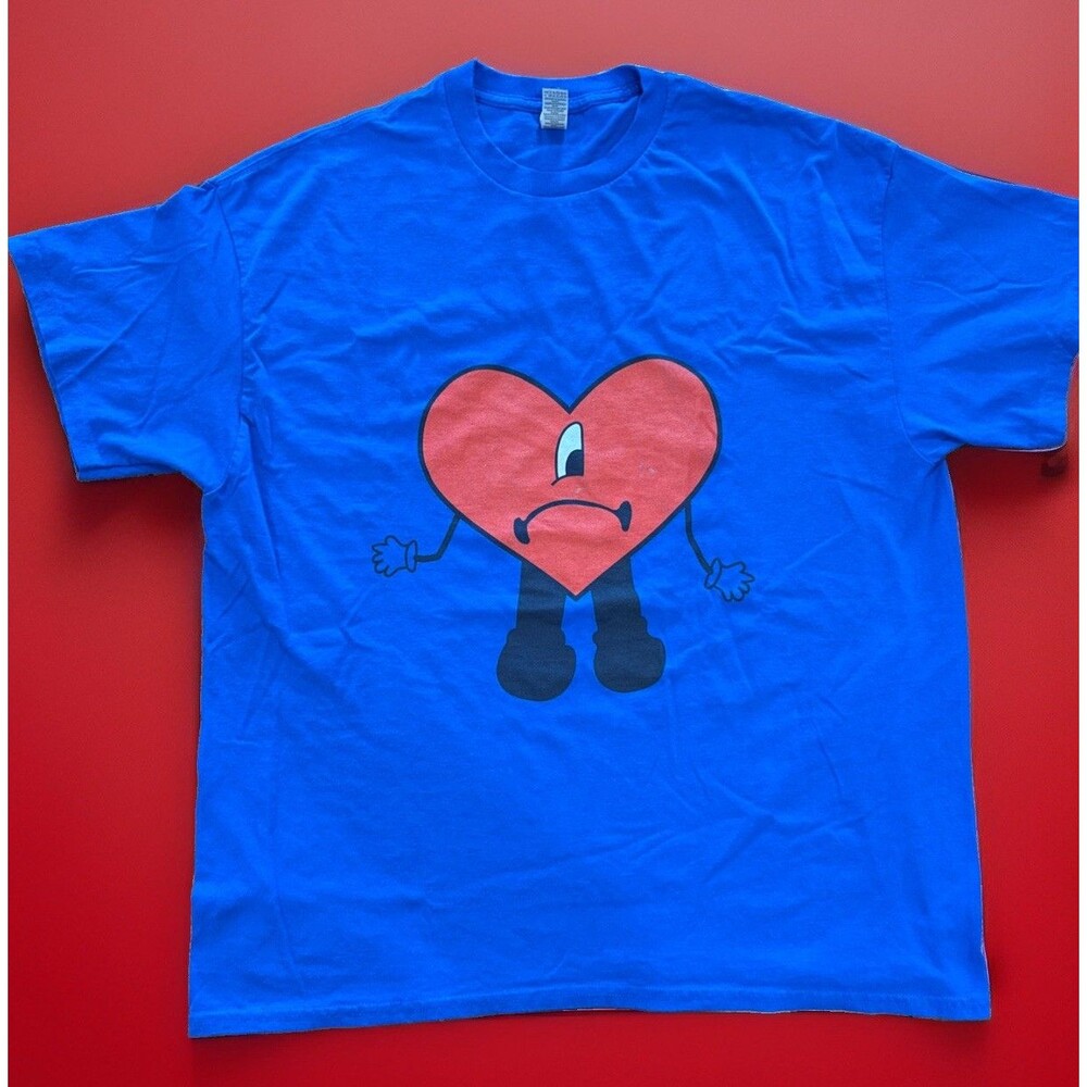 Sad Heart Graphic TShirt Blue Size XL Fair Used Condition